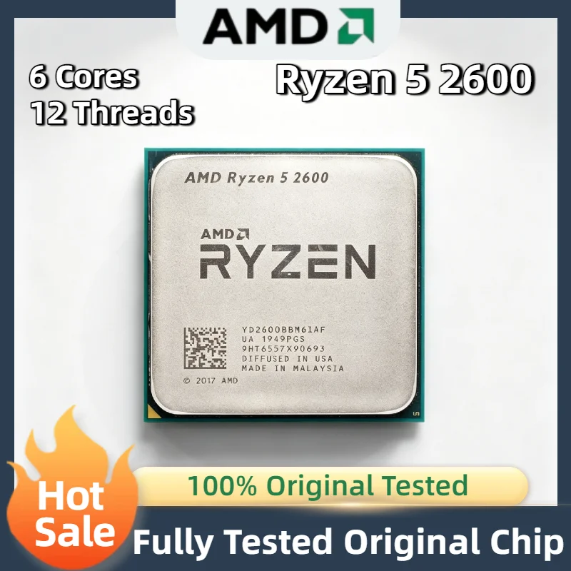 Procesador AMD R5 2600 6C 12T 3.4GHz AM4 para Juegos de PC y Oficina, Unidad de Alto Rendimiento Pro Max 4K Ultra