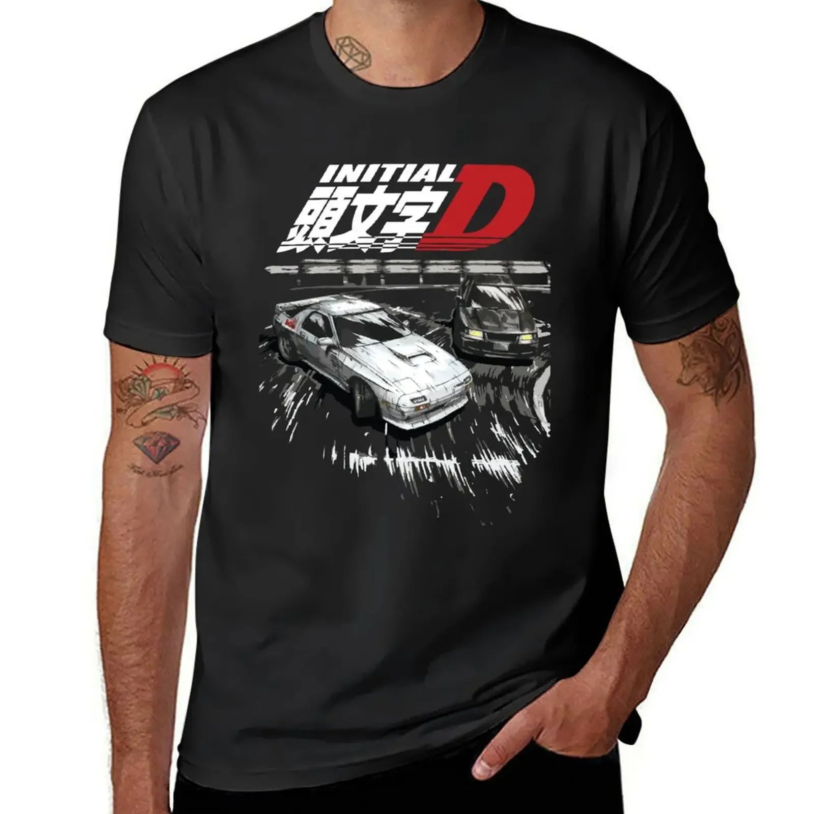 Initial D - Mountain Drift Racing Tandem EVO III vs FC rx-7 T-Shirt animal prinfor boys baggy shirts t shirts for men cotton