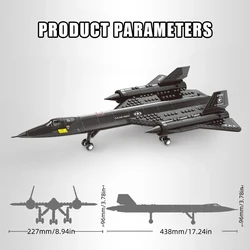 Military Technical USA SR71 Blackbird Stealth Supersonic Reconnaissance Aircraft Building Blocks Fighter Model Brick Kids Toys