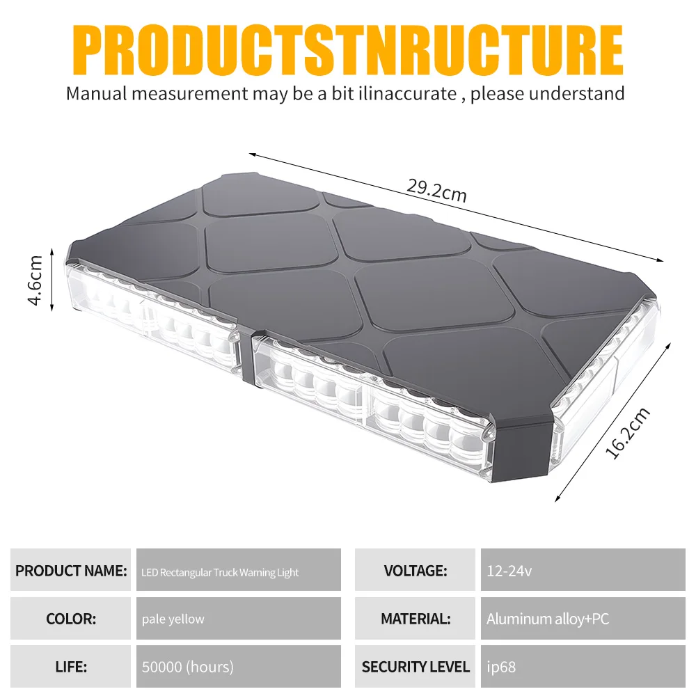 48LED Auto Ha Condotto La Luce Stroboscopica Tetto Top Flash Luci di Avvertimento di Emergenza 12-24V 4 Lati Auto Stroboscopi con Magnete per SUV Veicolo