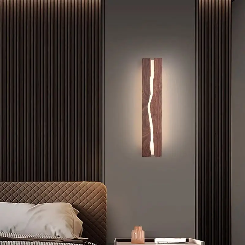 

Black walnut wood new Chinese style wall lamp antique style in living room creative bedroom bedside lamp hallway staircase