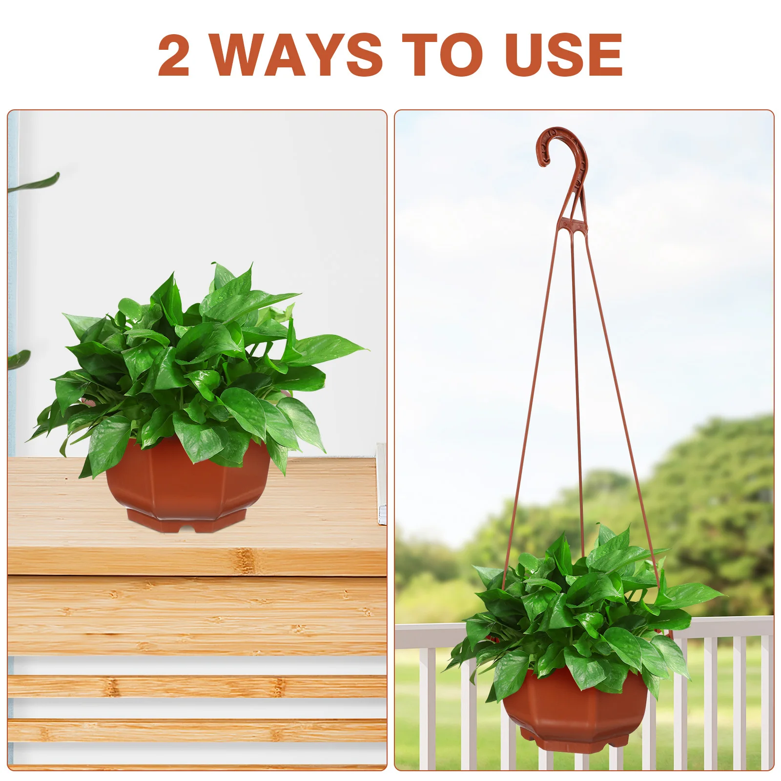 

10Sets Hanging Flower Pots Plastic Creative Durable Balcony Fence Railing Outdoor Indoor Garden Planter Hook Plant Pot