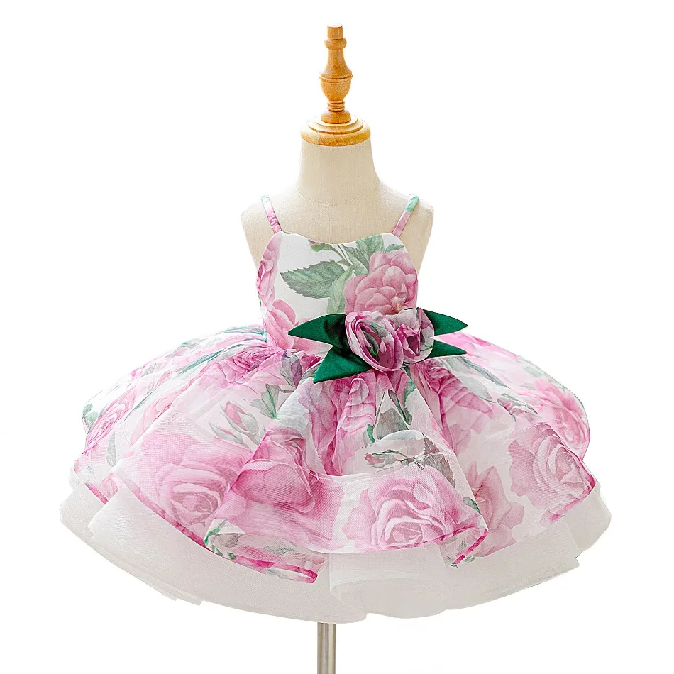 Toddler Baptism Flower Dress Elegant Lace 1st Birthday Dress Princess Prom Dresses Baby Girls Bridesmaids Wedding Costumes ASQ03 - view 5