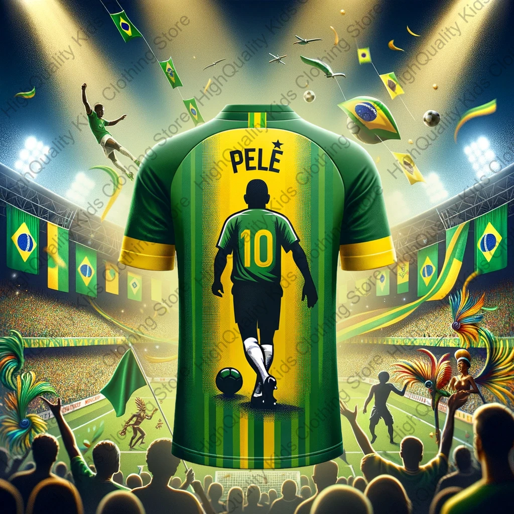 Tribute to the football king Pele #10 Brazil Football Jersey For Adults & Kids Summer Soccer Training Aldult Child Tops Clothing