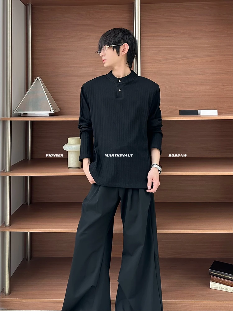 Marthenaut Original Simple Loose Long Sleeve T-Shirt Autumn Versatile Basic Fit Cotton Youth Fashion Casual round Neck Tee