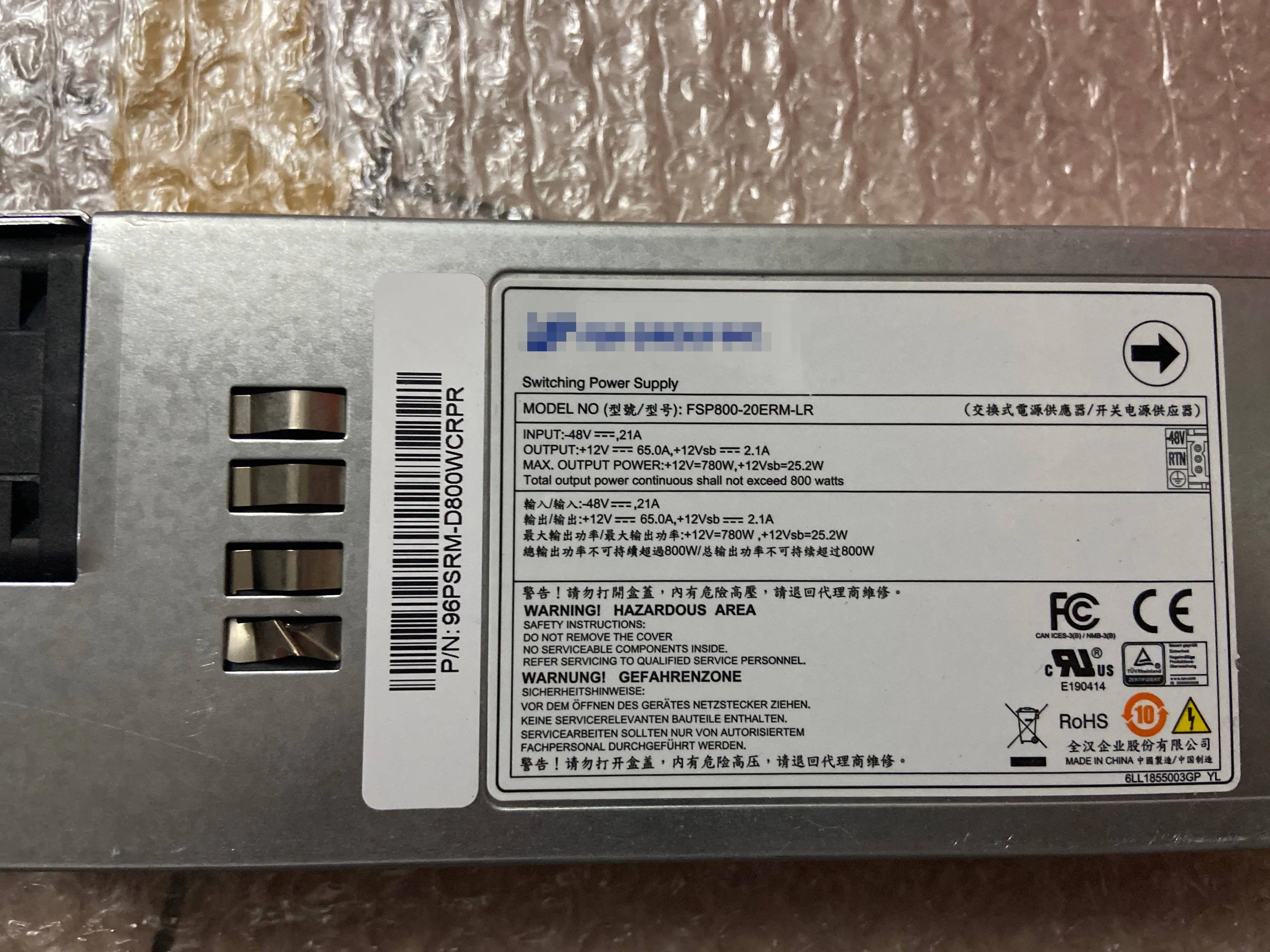 

FSP800-20ERM-LR для сервера Inspur NF5460M4 NF8480 M4, источник питания постоянного тока 48 В