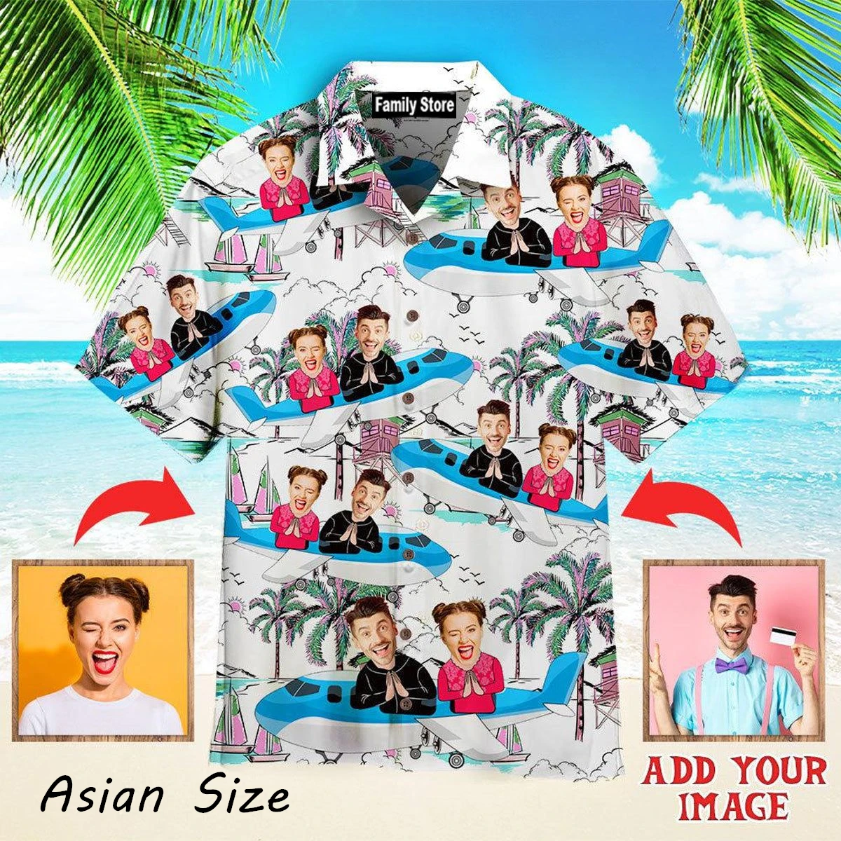 

Забавная рубашка с принтом тропических растений и фотографией на заказ в гавайском стиле для парня/девушки, дизайнерская рубашка с коротким рукавом для пар
