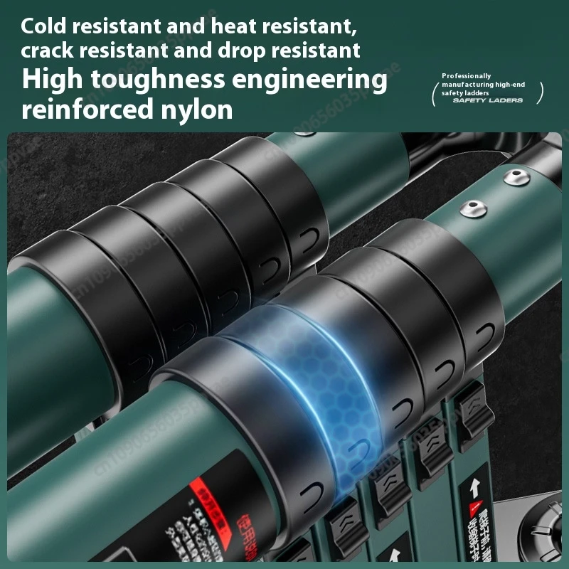 سلم تلسكوبي محمول من الألومنيوم مع نظام مضاد للصدمات وخطوات متعددة الوظائف لمستودع وتجديد المنزل والحديقة #4