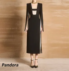 Pandora A-Line Square Collar Dubai Prom Dress Slit Cape Sleeves Evening Summer Elegant Party Dress For Women 2024