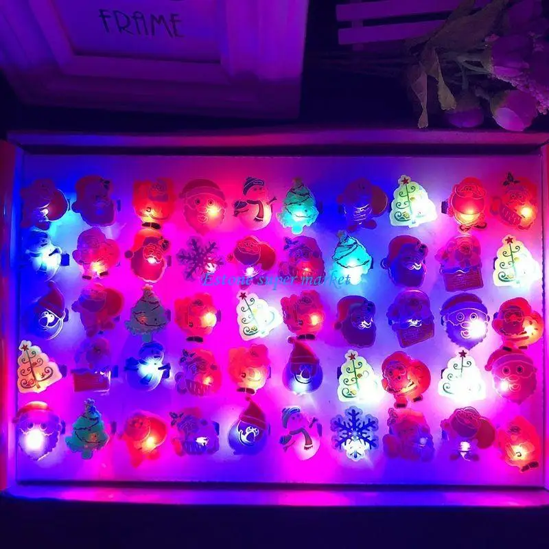 090B 50 قطعة/مجموعة حلقات الهالوين من السيليكون على شكل سانتا كلوز لوازم الحفلات