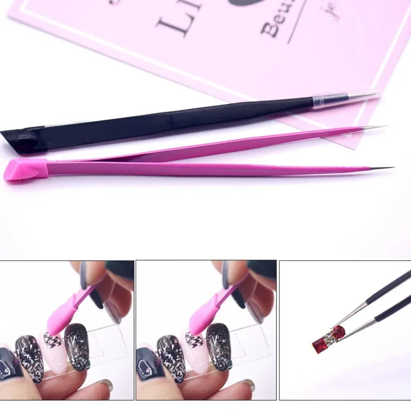Pinzette in silicone a doppia estremità per trucco Estensioni ciglia Adesivi per unghie Strass Pick up Clip Pressing Head Tool