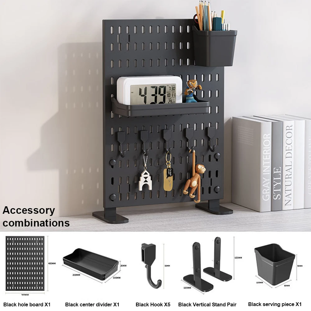 

Pegboard Wall Panel Wall-Mounted Peg Board Hole Board Storage Rack for Students Study Wall