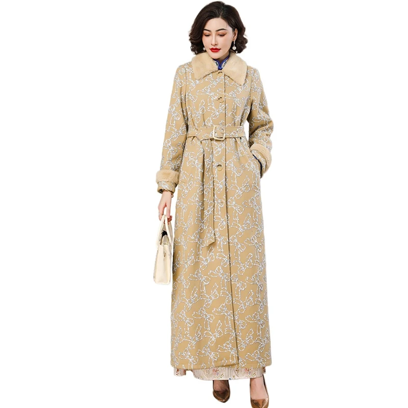 

Шерстяной плащ цвета хаки с вышивкой, офисные женские однобортные куртки, корейское длинное пальто, верхняя одежда для девочек, регулируемая талия