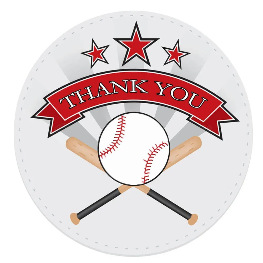 Baseball Themed Thank You Sticker Labels 2inch Baseball Thank You Party Circle Stickers for Party Favors, Envelope Seals 500Pcs