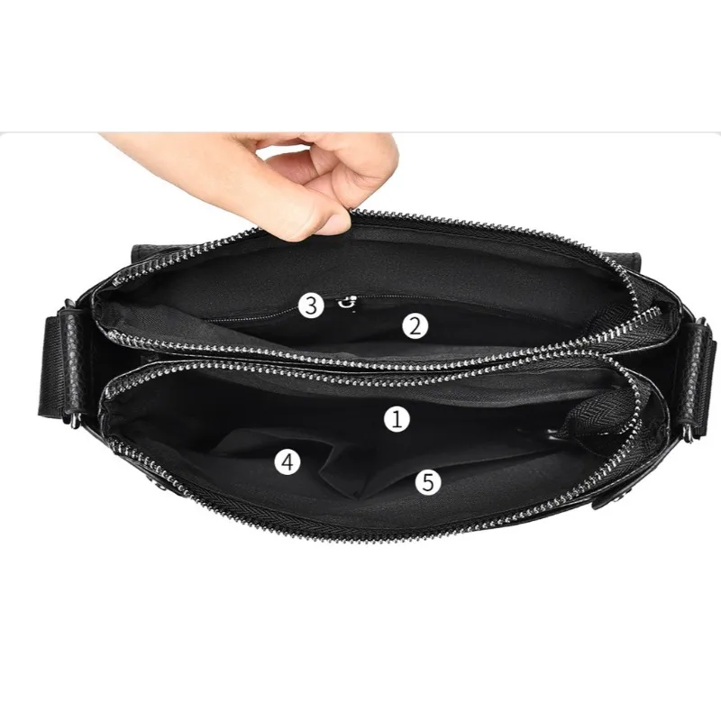Durable Waterproof Mens PU Shoulder Bag Lightweight Travel Crossbody Briefcase Large Capacity Casual Bag