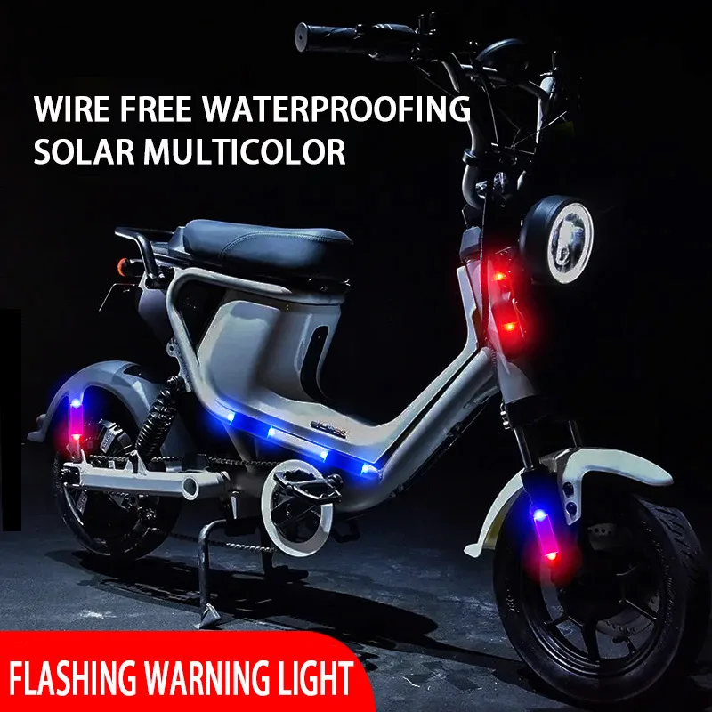 10Pcs Solar LED Warning Light Flashing Anti-Collision Tail Light for Bicycle Helmet Motorcycle Car Rear Safety Lamp