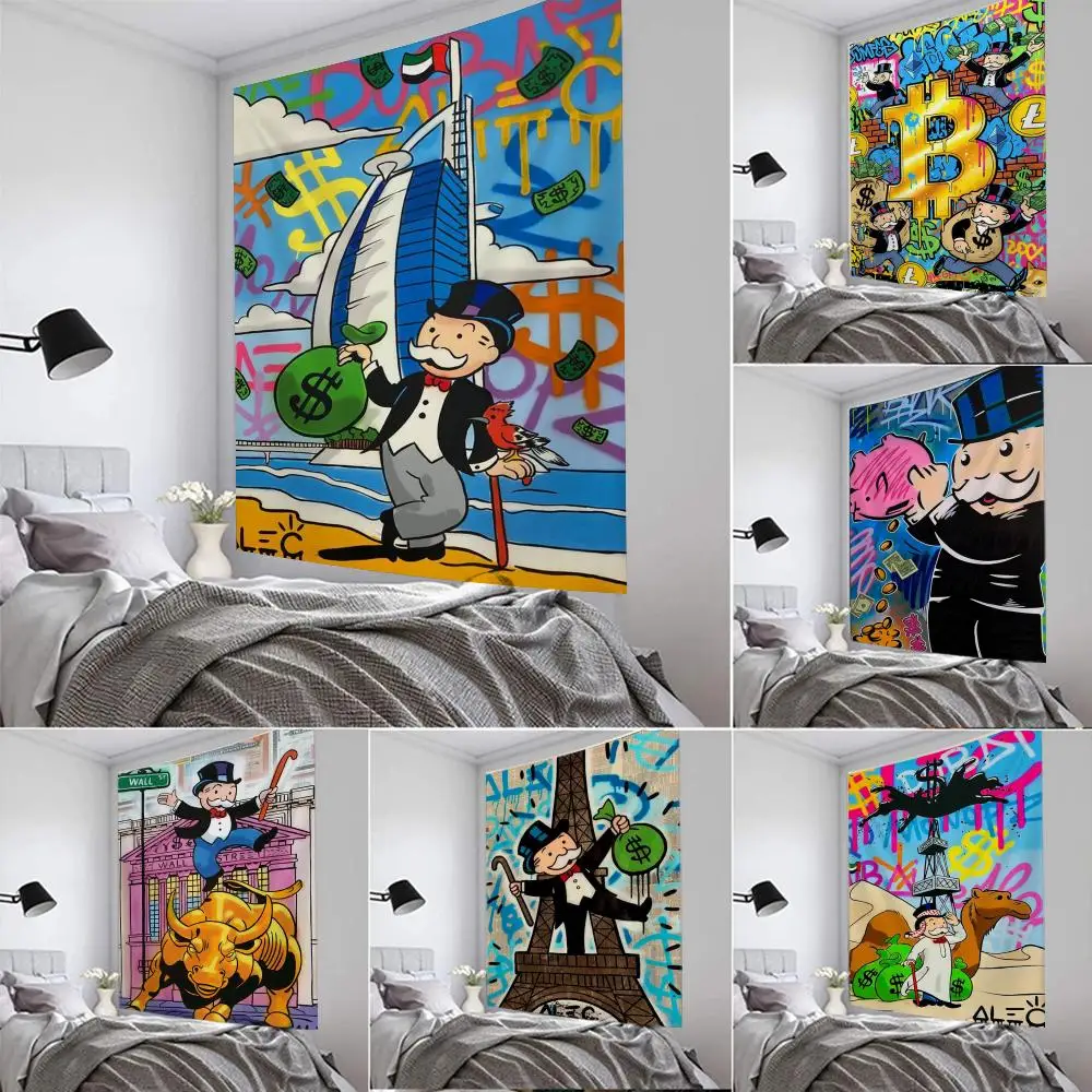 A-Alec Monopoly Aesthetic Tapestry Soundproof Thick Tapestry, Living Room Sofa Wall Decor For Hotels & Homestays & Dormitory