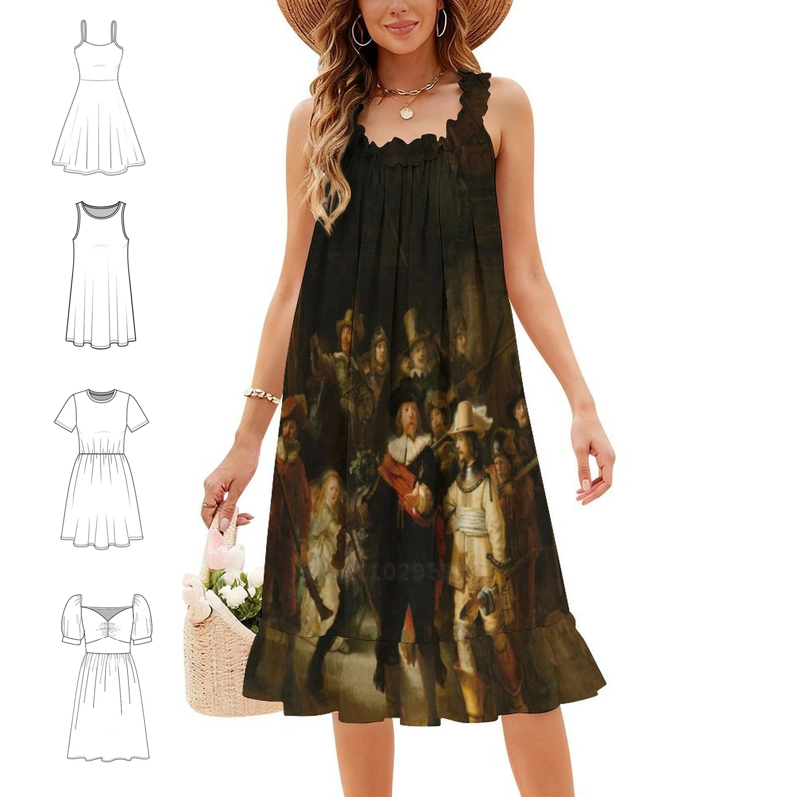 The Nightwatch By Rembrandt Van Rijn ( Nachtwacht ) Sweetheart Neckline Dress Elegant Summer Party Dress For Women Nightwatch