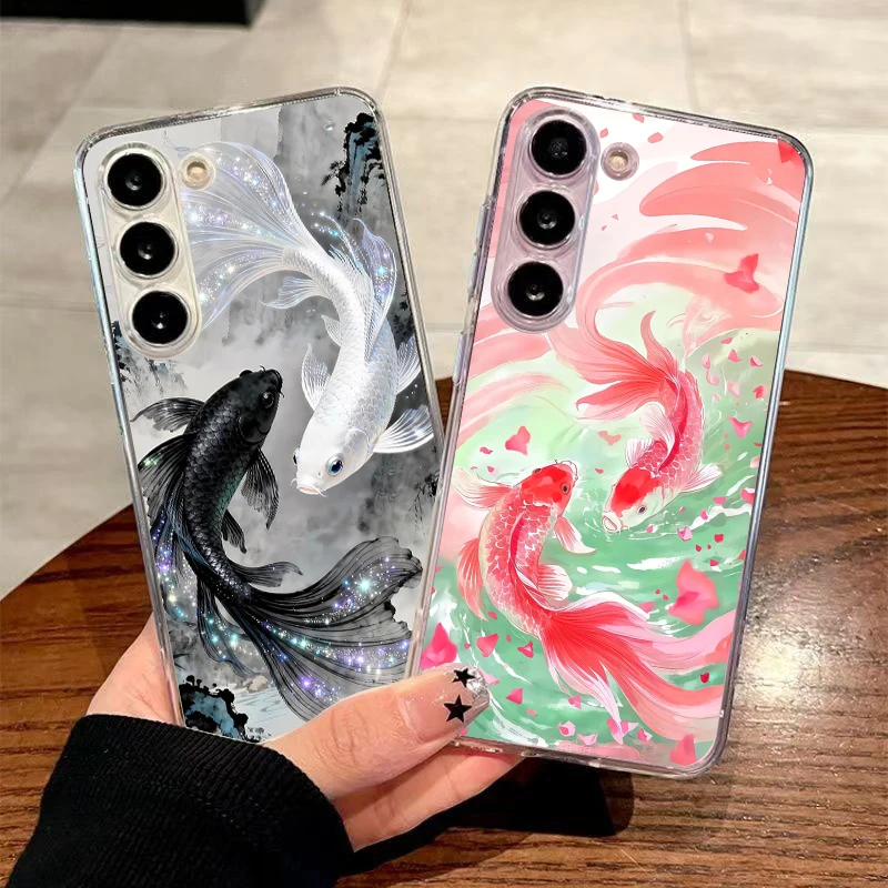 Transparent Phone Case for Samsung Galaxy A16 A14 A12 A22 A24 A37 A56 A57 A42 A30 A40 5G Soft TPU Cover Pisces Present Funda Bag