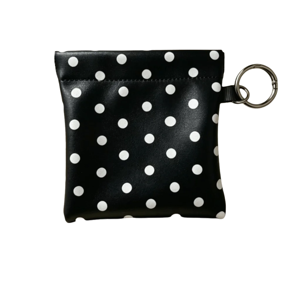 PU Self-closing Storage Bag Automatic Closed Portable Polka Dot Coin Purse Cute Pendant Design Hanging Lipstick Pouch