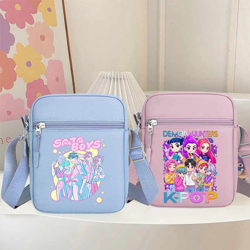 

KPop Demon Hunters Girls Crossbody Bags Nylon Small Shoulder Bag Kawaii Oxford Messenger Side Sling Bag Husband Lady ChestBag