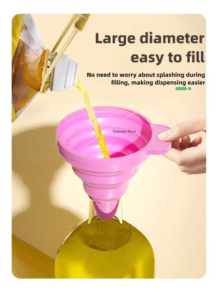 1-20Pcs 6cm Silicone Folding Oil Funnel Household Oil Filling Funnel Oil Pot Leakage Expandable Large Diameter Liquid Separato