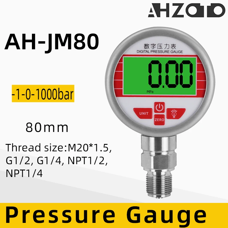 

Digital Pressure Gauge 80mm Dial Electronic Contact Hydraulic Pressure Gauge 200bar 400 bar Pressure Guage M20*1.5