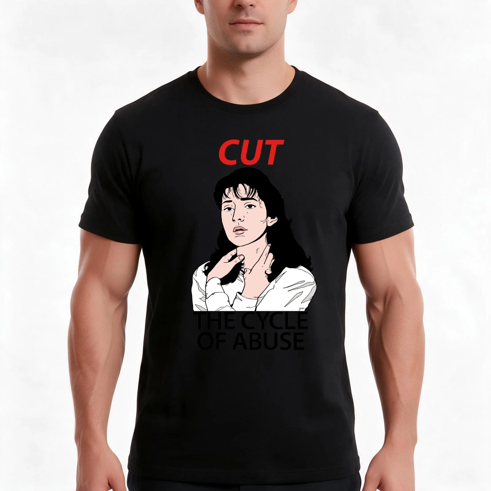 Lorena (Cut the Cycle of Abuse) T-Shirt, Summer Casual Cotton Tee, Oversized Streetwear Tops, Vintage Graphic Print, 100% Cotton