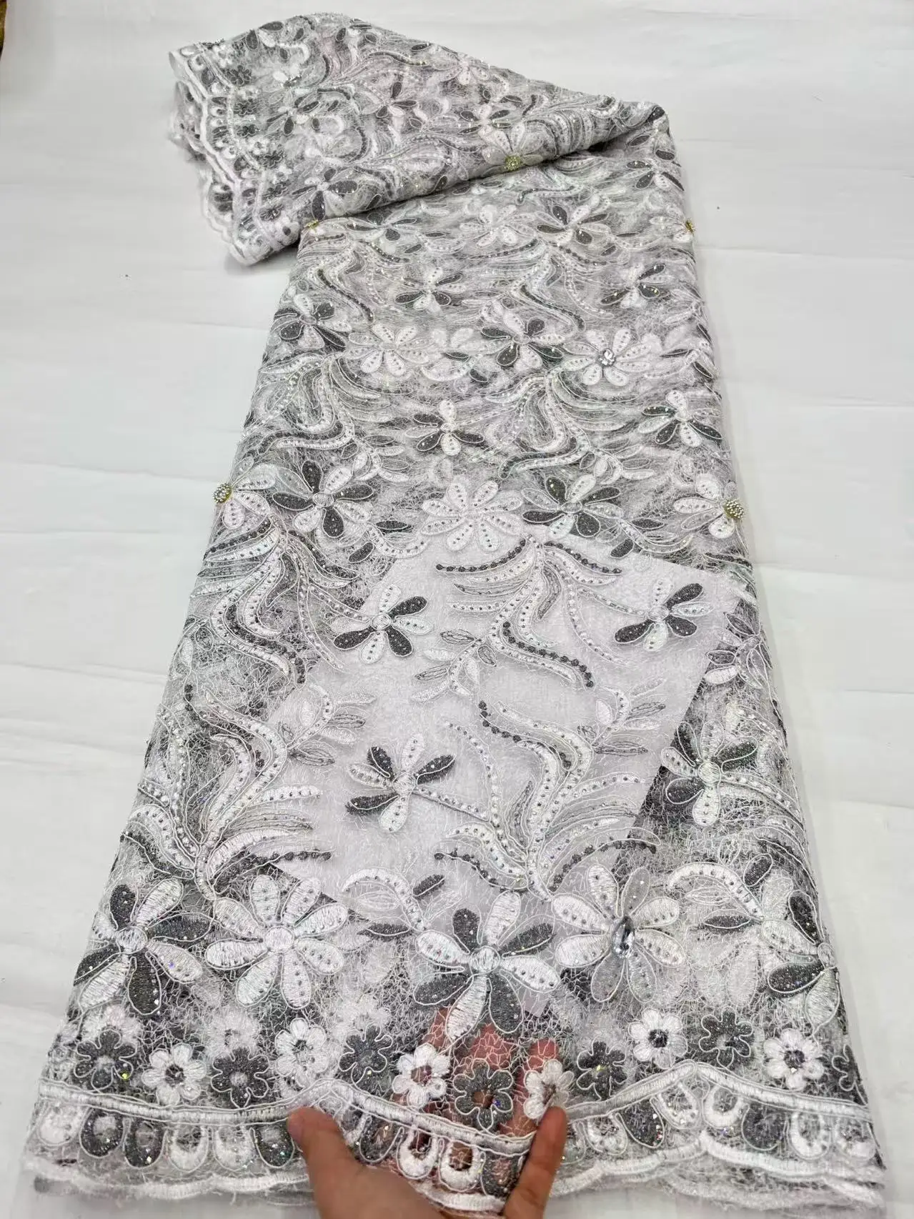 French Nigerian Organza With Gold Thread Net Lace African Tulle Mesh Fabric High Quality For Wedding Party Skirt Material Dress