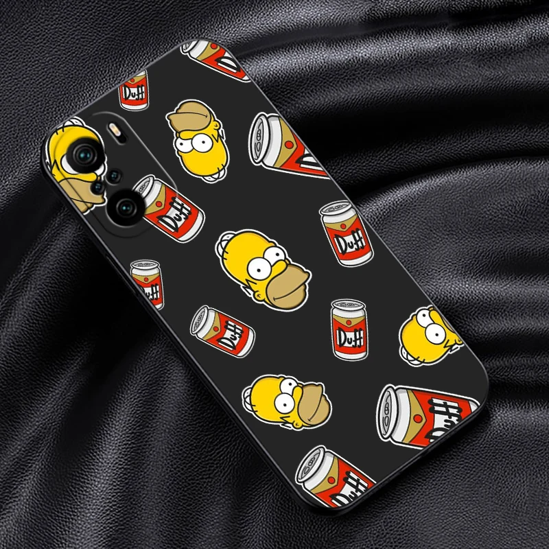 Kreskówka Cute The Simpsons etui na telefon dla Xiaomi Redmi Note 12 11E 11S 11 11T 10 10S 9 9T 9S 8T Pro Plus 5G czarna okładka