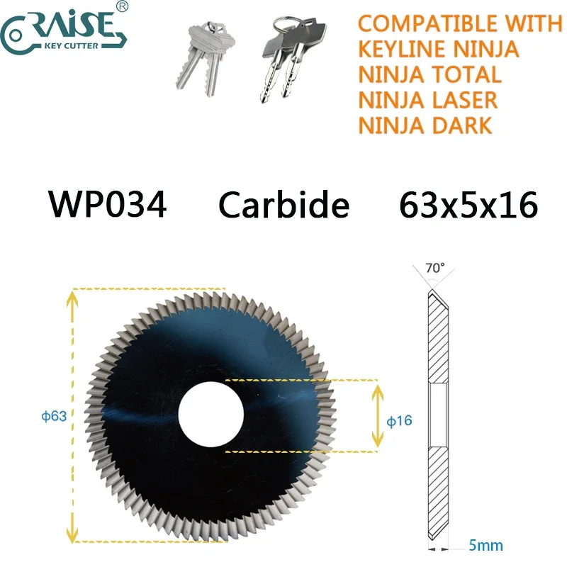 Keyline 63mm Carbide Milling Cutter B5500 WP034 Compatible with Keyline Ninja  Ninja Laser  NINJA TOTAL Key Machine