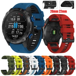 Quickfit 22 26mm Watch Strap For Garmin Descent Enduro 2 Mk2/Mk2i/Mk1/Epix Pro G1 D2 Band Soft Outdoor Sports Silicone Watchband