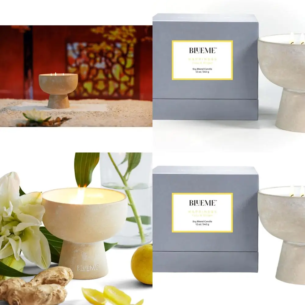 

Triple Wick Soy Candle with Yuzu & Ginger Scent, Handcrafted in Ceramic, Infused with Essential Oils