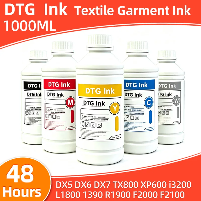 1000ML DTG Ink Textile Garment Ink For DX5 DX6 DX7 TX800 i3200 i1600 L1800 1390 R1900 F2000 F2100 F2200 L800 XP600 Printhead