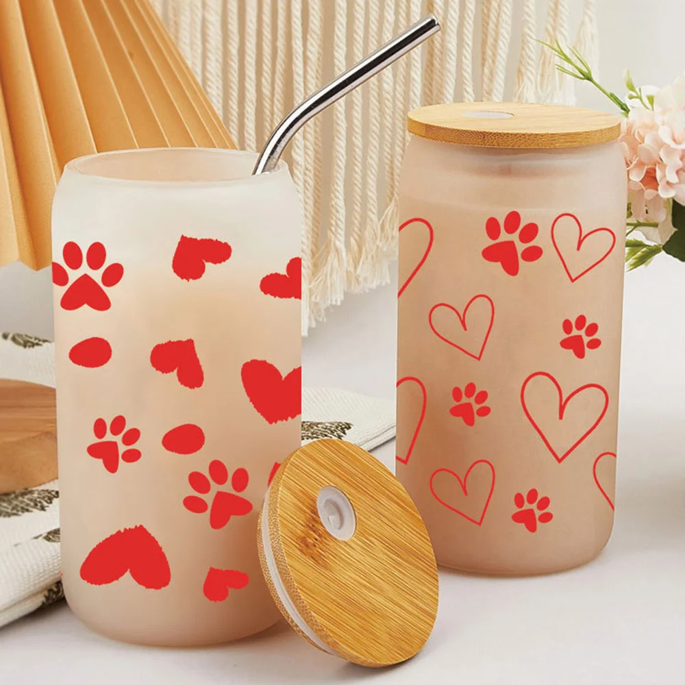 11x23cm Love Heart Valentine's Day Prints Waterproof Stickers For Cup Cold Cup With Coffee Cup Wraps Decorative Films