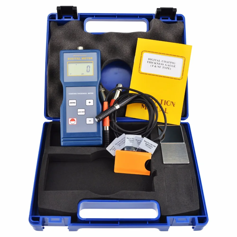 1000 Micro Single Element Digital Lacquer Coating Thickness Gauge Measurement F/NF Probe Induction Eddy Current