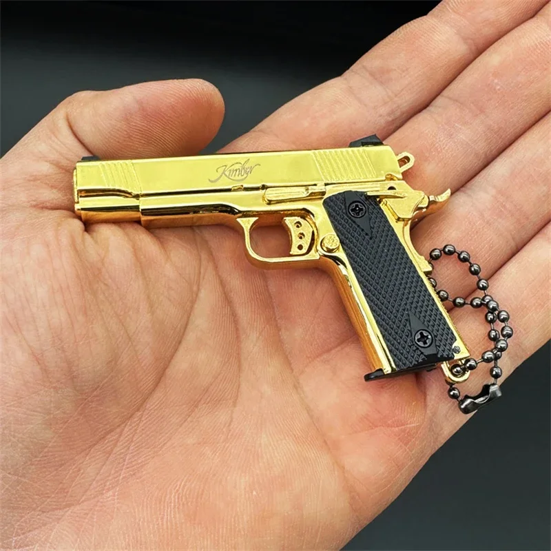 1:3 مسدس كيمبر 1911 المعدني الجديد، مسدس سبيكة، سلسلة مفاتيح، قلادة مسدس لعبة مصغرة، مجموعة 6 ألوان هدية