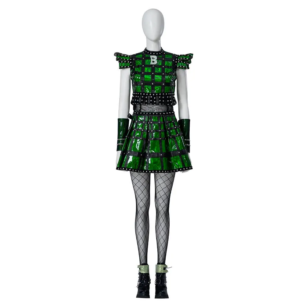 

SIX Anne Boleyn Cosplay Costume Girl Group Singer Green Sequined Rivet Dress Broadway Musical Performance Clothes Halloween Set