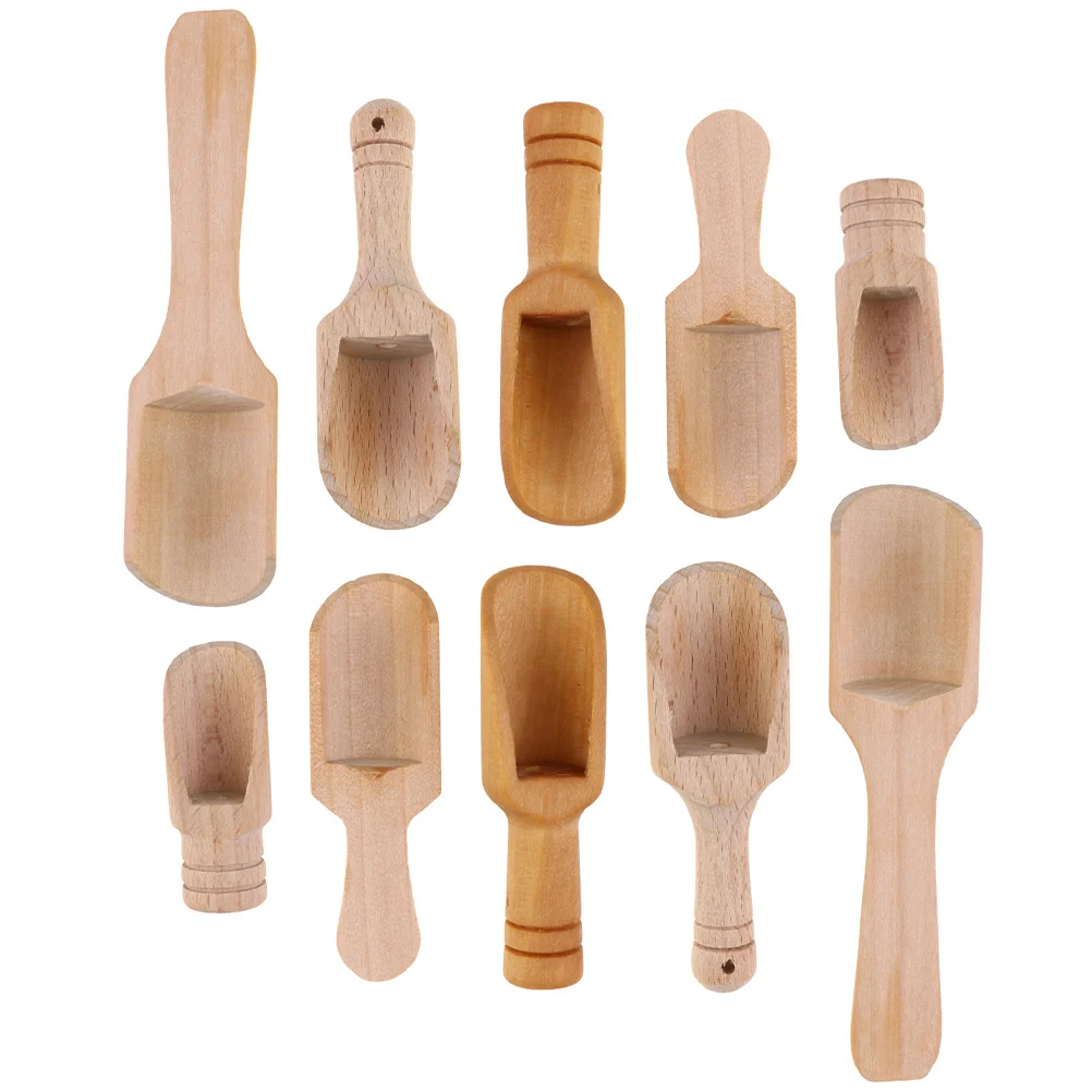 

10 Pcs Small Wooden Spoon Bathroom Tea Salts Kitchen Gadget Candy Bamboo Set of Spoons Restaurant