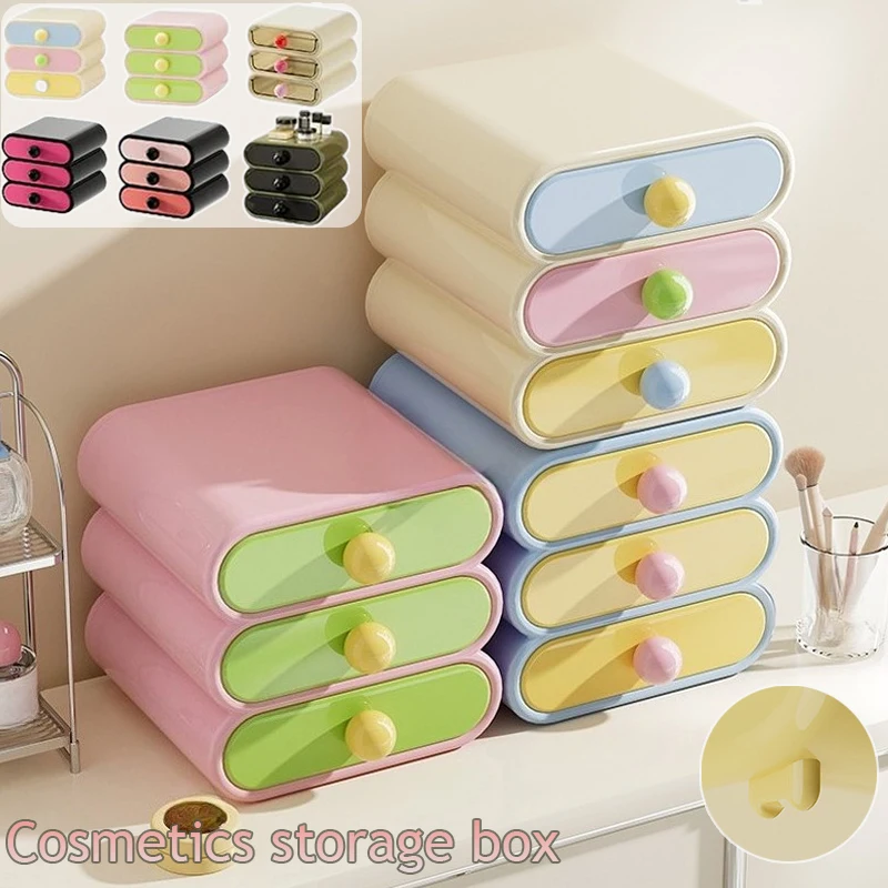 

3 Layers Drawer Type Cosmetic Storage Box Large Capacity Storage Cabinet for Vanity Lipstick Facial Mask Stationery Organizer정리함