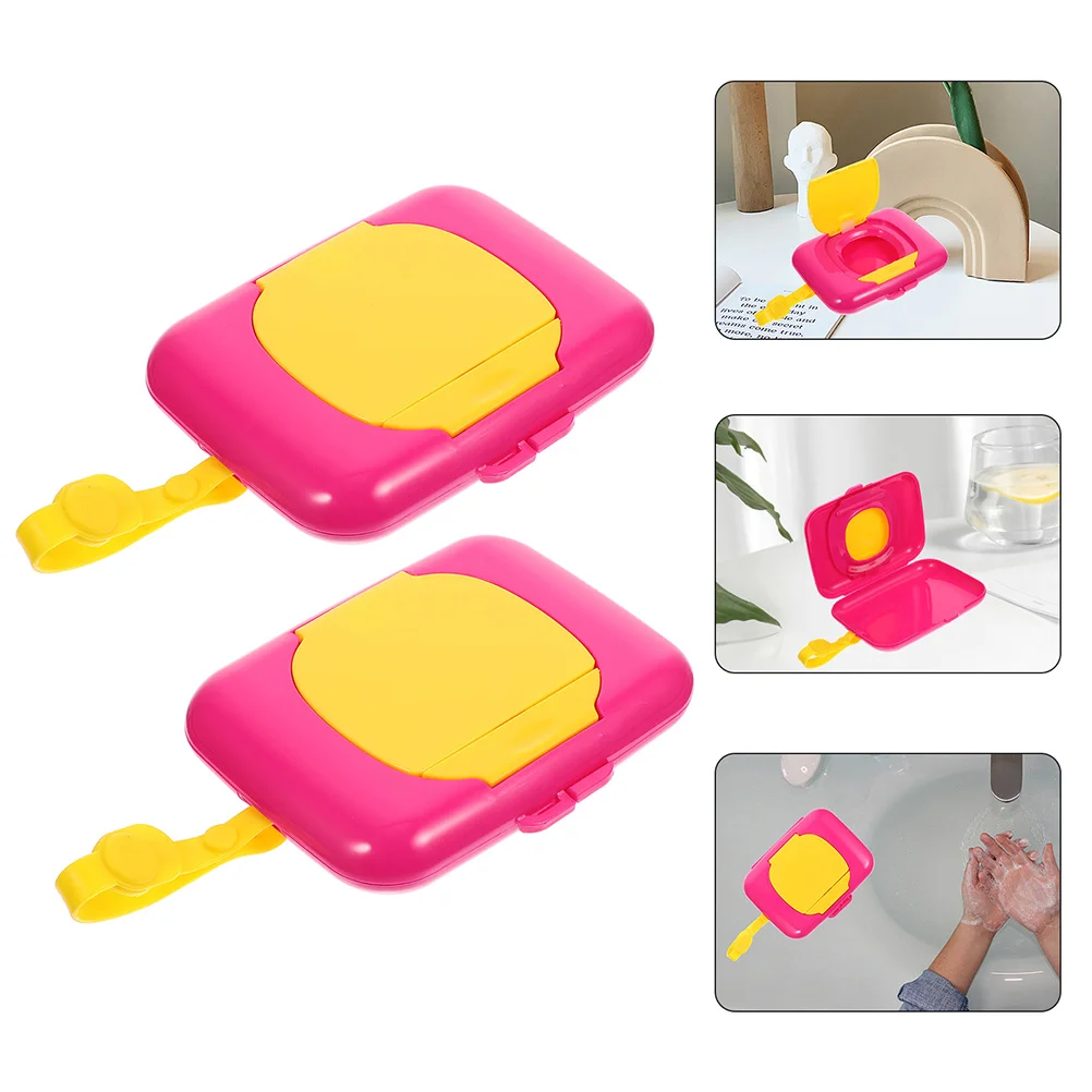 

2pcs Portable Wipes Dispenser Reusable Travel Wipe Case For Diaper Bag Wet Tissue Box Durable Lanyard Easy Open Stroller Crib