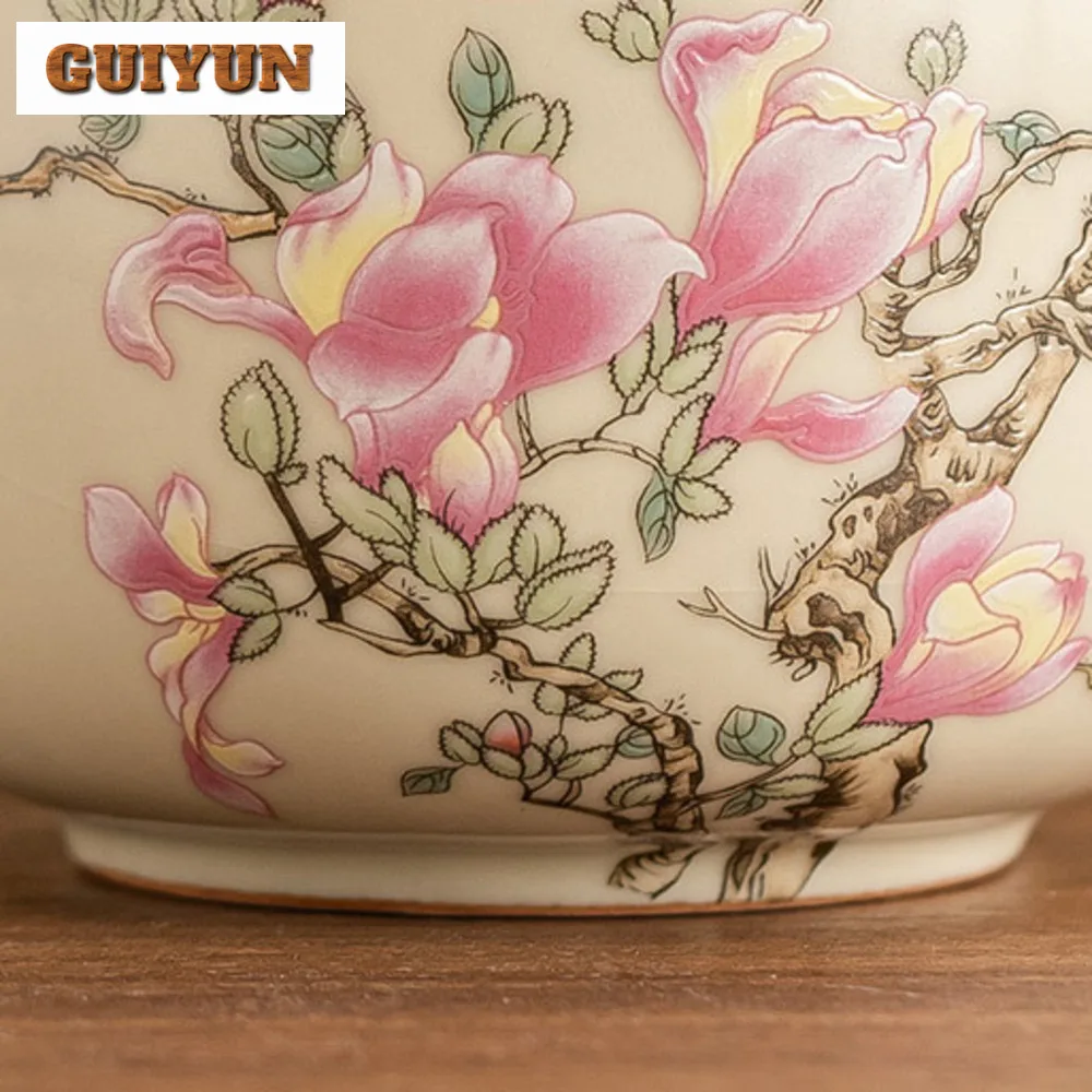 Chinese Ru Porcelain Tea Jar Magnolia Flower Small Tea Box Organizer Moisture-proof Storage Tank Containers Tea Caddy Cafe Craft images - 6