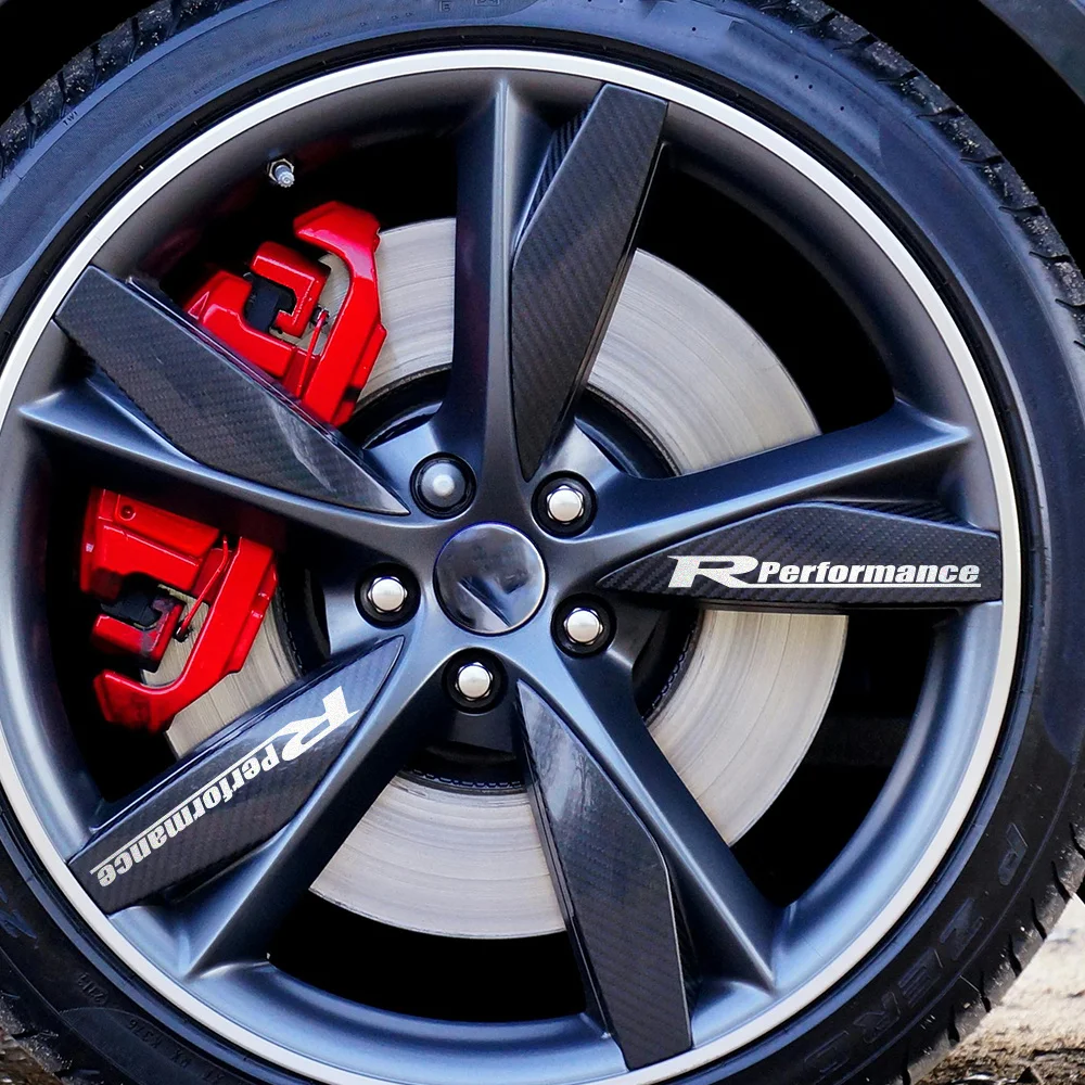 4pcs Set of Car Hub Stickers, High-Definition Printing, Suitable for Car Rims, Wheel Hubs, Racing Car Body R Performance Style