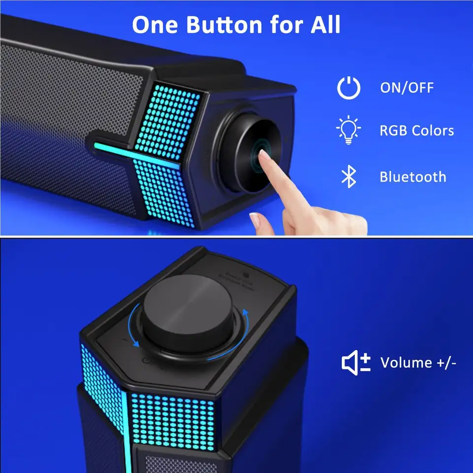 سماعات كمبيوتر بلوتوث Jeecoo M20 لشاشة سطح المكتب، سلكية تعمل بالـ USB، يمكن دمجها أو فصلها لتخصيص مكتبك - 4