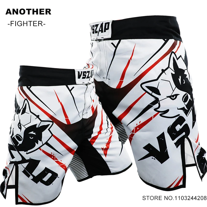 Vszap MMA Shorts Mixed Martial Arts Fighting Boxing Shorts Gym Men's Athletic Shorts Wolf Muay Thai Kickboxing Grappling Trunks