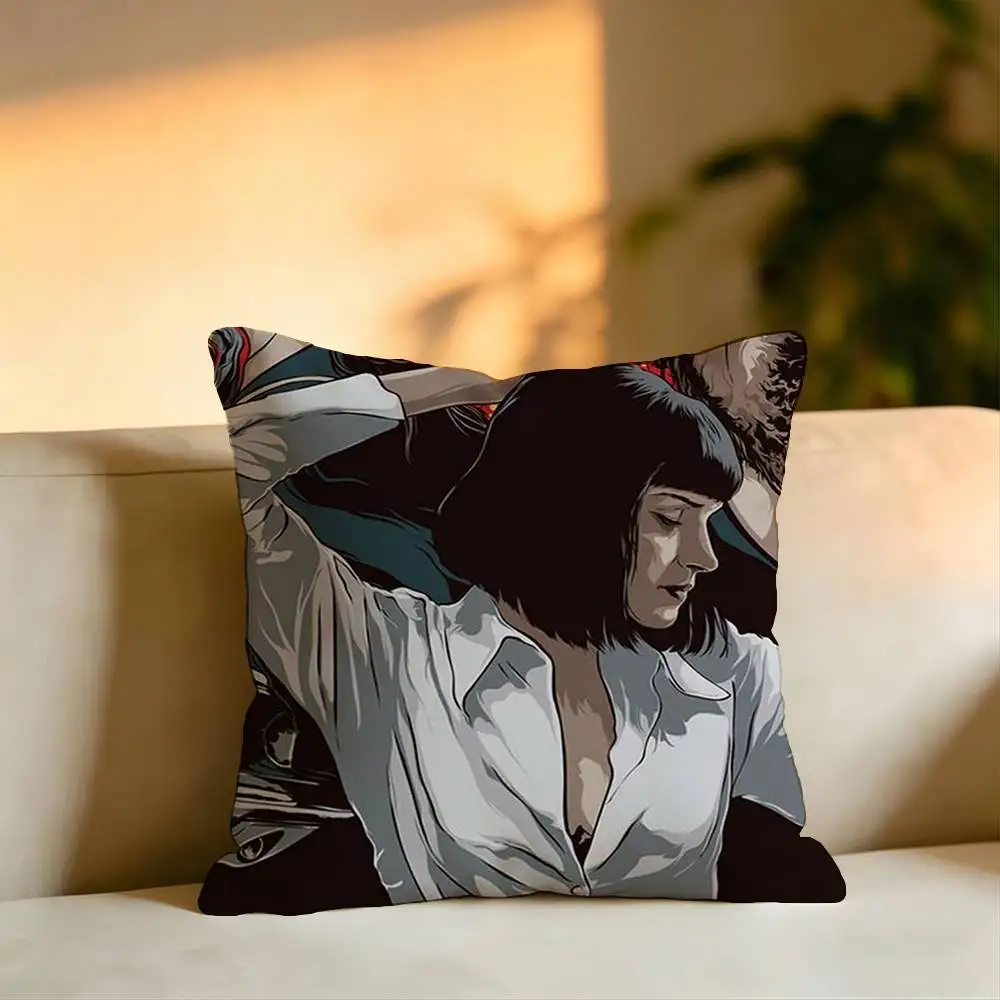 Classic Movie P-Pulp Fiction Pillow Case Square Double-Sided Sofa Cushion Cover Bedroom Bedside Pillow