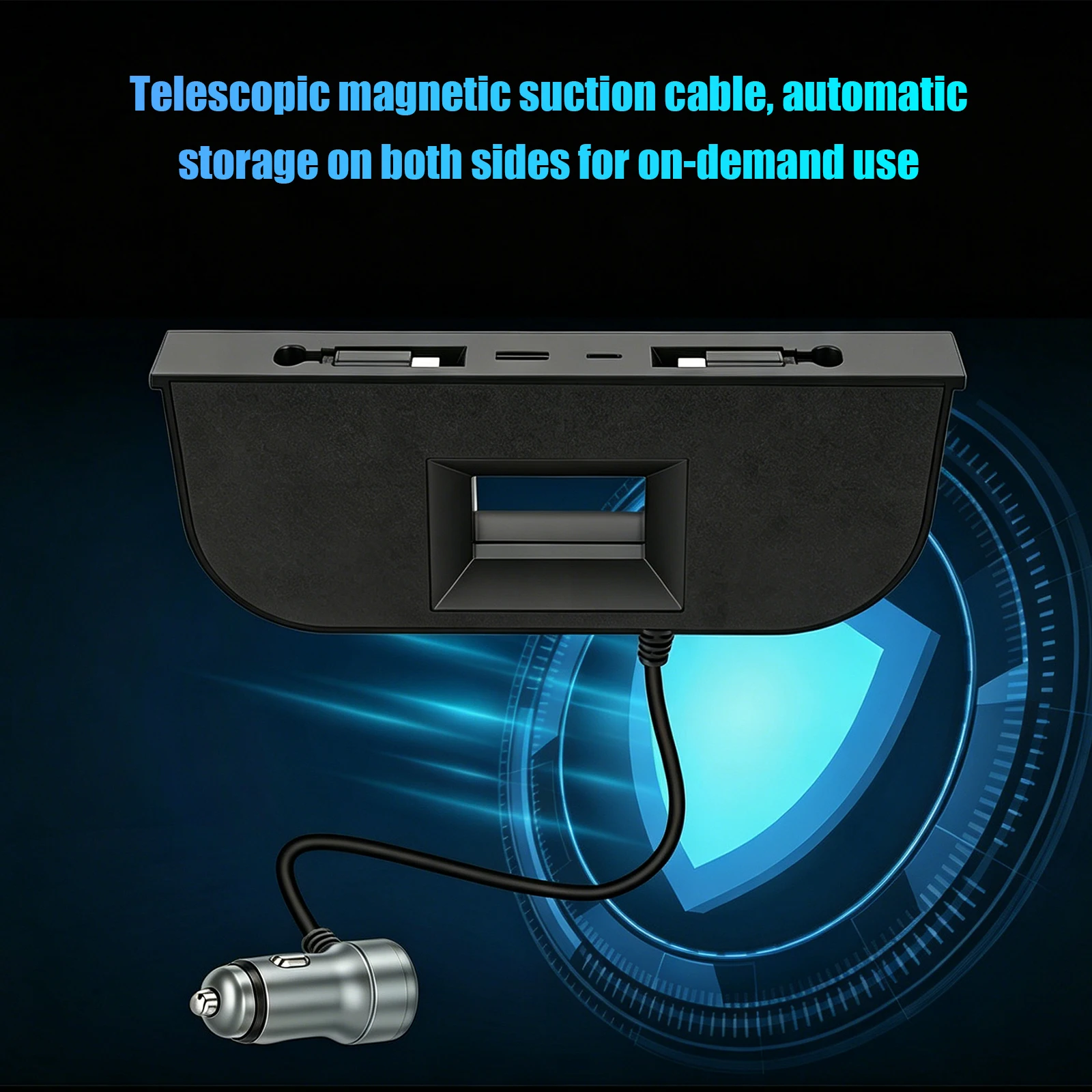 Charger Expansion Dock for Tesla ModelY/YL/3 Muti-Ports Charging Hub 60W Dual Type-C Retractable Cables for Tesla Accessories