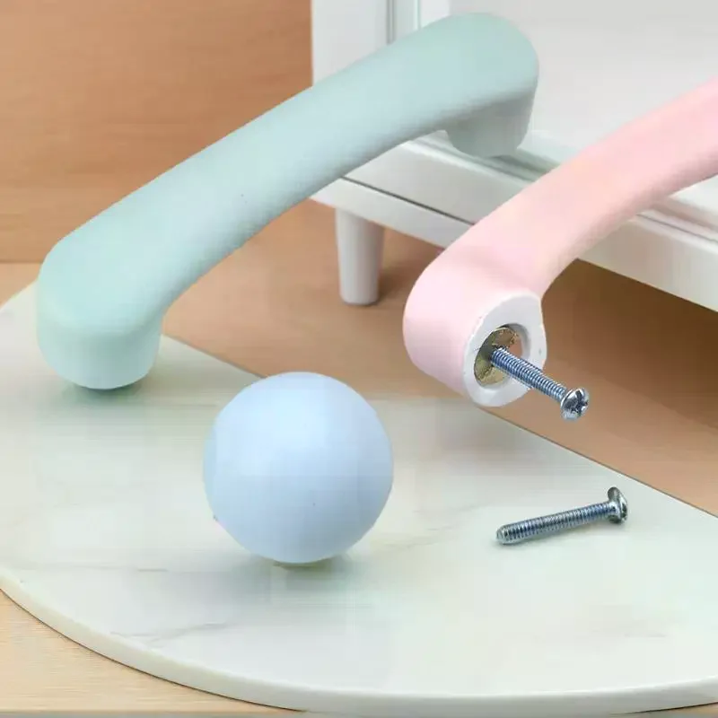 Nordic Style Ceramic Children Room Cabinet Handles Macaron Colorful Round Drawer Knobs And Pulls Children's Furniture Handles