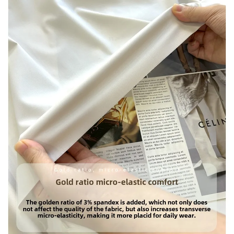 Tela de fibra de bambú microelástica de primavera, camisas de alta calidad para hombres y mujeres, telas para vestidos, antibacterianas, no planchas, blanco y Beige