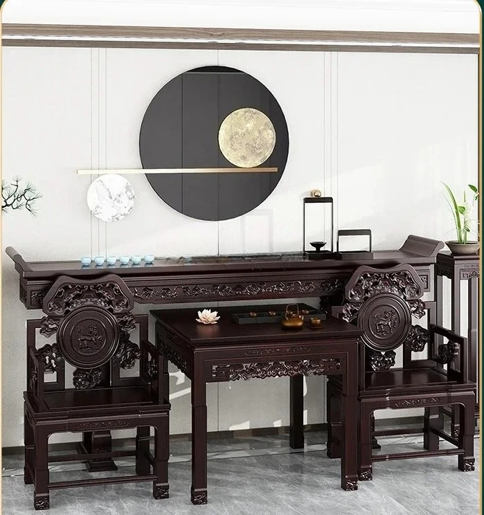 Solid Wood a Long Narrow Table Old-Fashioned Square Table for Eight People Household Altar Buddha Shrine